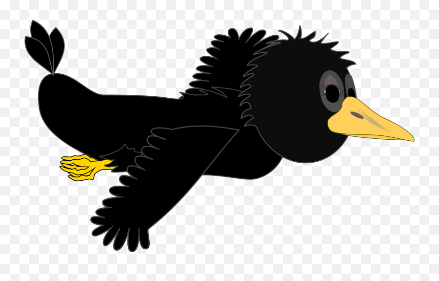 Crow In Flight - Wings Even Clipart Free Download Flying Crow Cartoon Png Emoji,Flying Bird Emoji