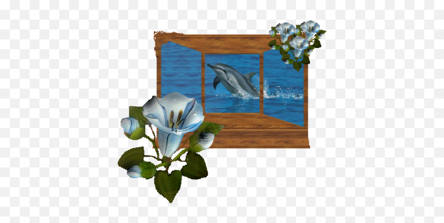 Dolphins Graphics And Animated Gifs Picgifscom - Dolphin Whit Flower Gif Emoji,Miami Dolphins Emoticon