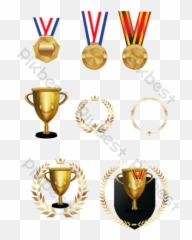 Trophy Golden Golden Yellow Medal Flat Illustration Free Emoji,Gold Medal Emoticon
