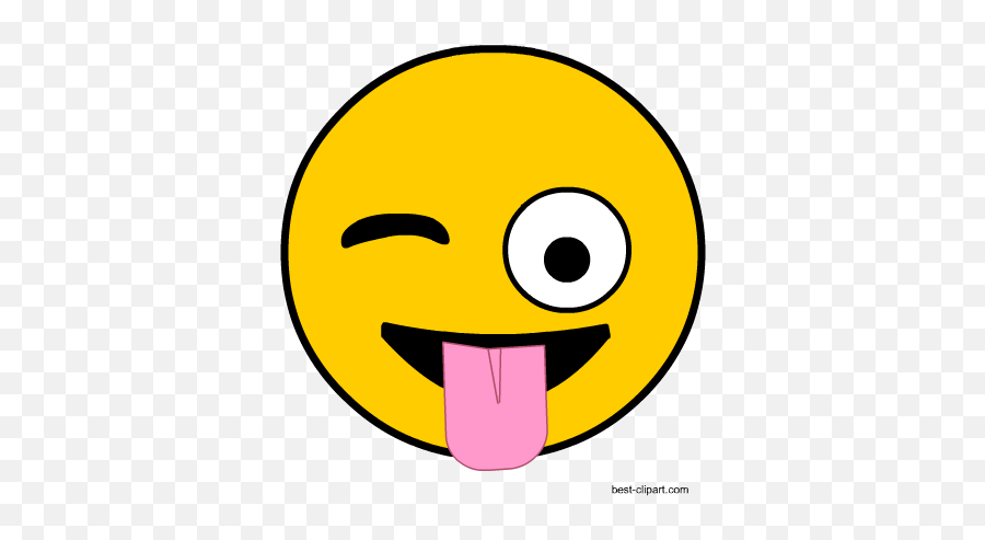 Winking Emoji Face With Tongue Clip Art - Printable Free Printable Emoji Faces,Winking Emoji