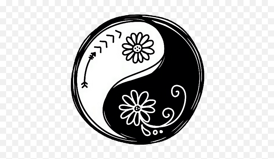 Overlay Black White Yinyang Flower - Decorative Emoji,Yin Yang Emoji Black And White