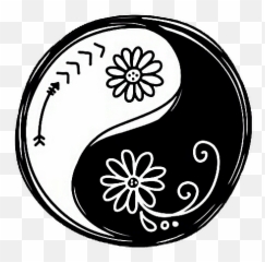 Overlay Black White Yinyang Flower - Decorative Emoji,Yin Yang Emoji Black And White
