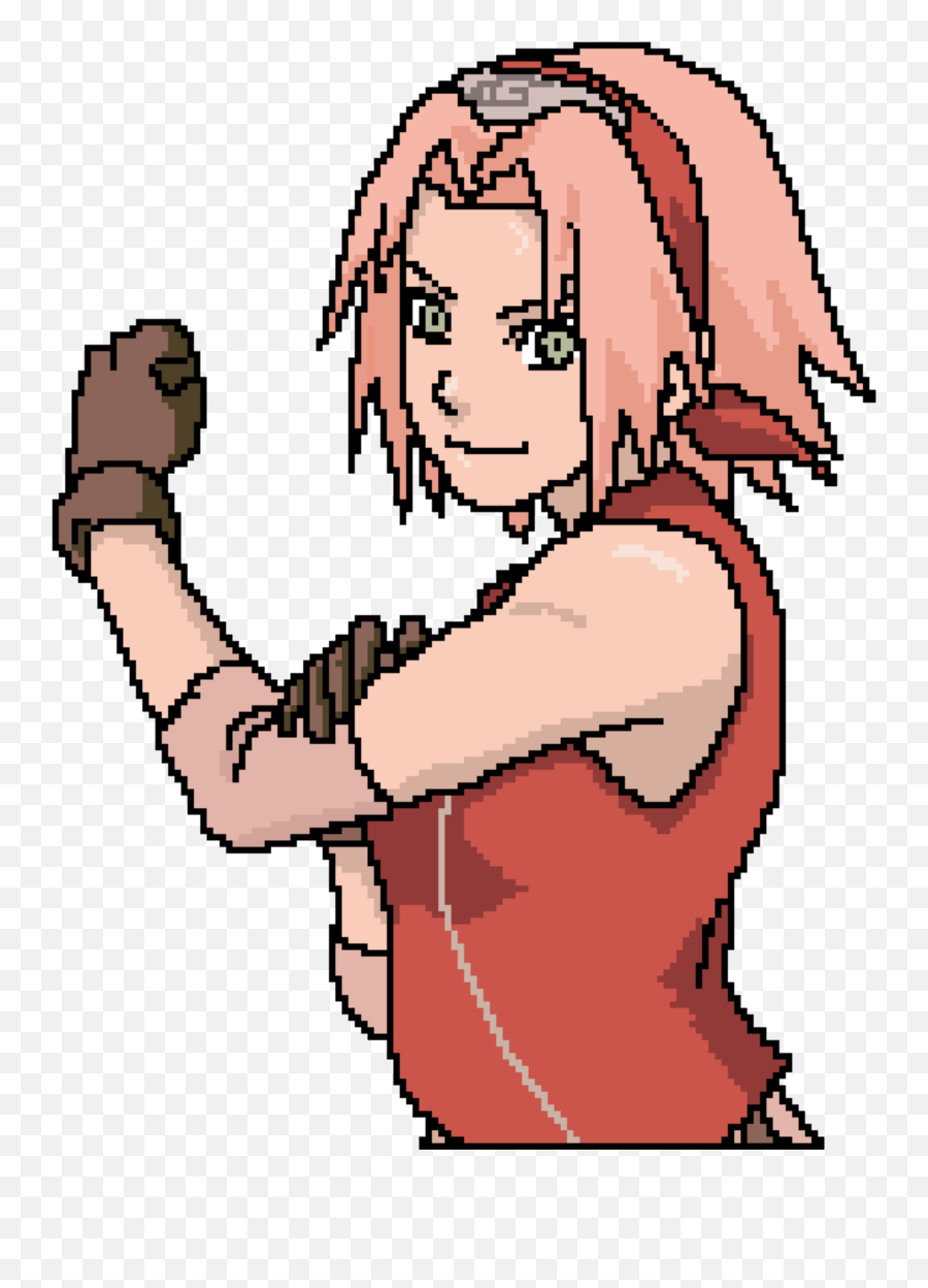 Sakuraharuno Sakura Pixel Sticker By Samant - Obi Sakura Naruto Pixel Art Grid Emoji,Emoji Pixel Art On A Grid