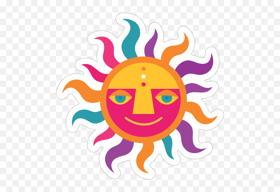 Colorful Sun Hippie Sticker - Sun Hippie Emoji,Hippie Apple Emojis