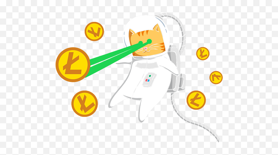 Litecoin Ltc Laser Eyes Cat Astronaut Crypto Gift T - Shirt Drawing Emoji,Laser Eyes Emoticon