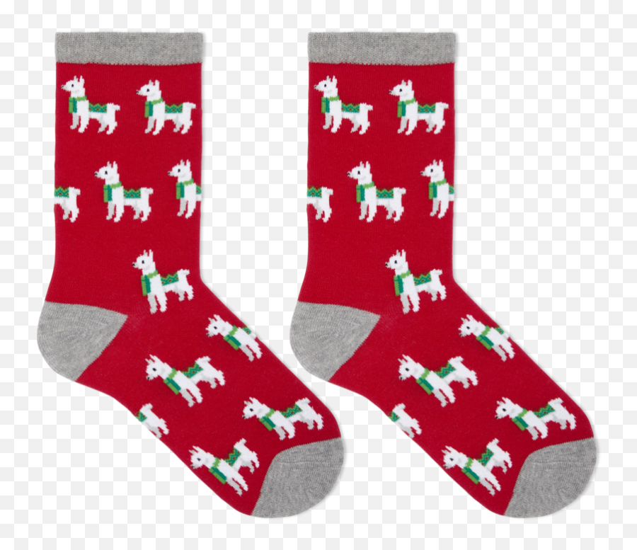 Hotsox Kidu0027s Holiday Llama Crew Socks Emoji,Mermaid Emoji Red