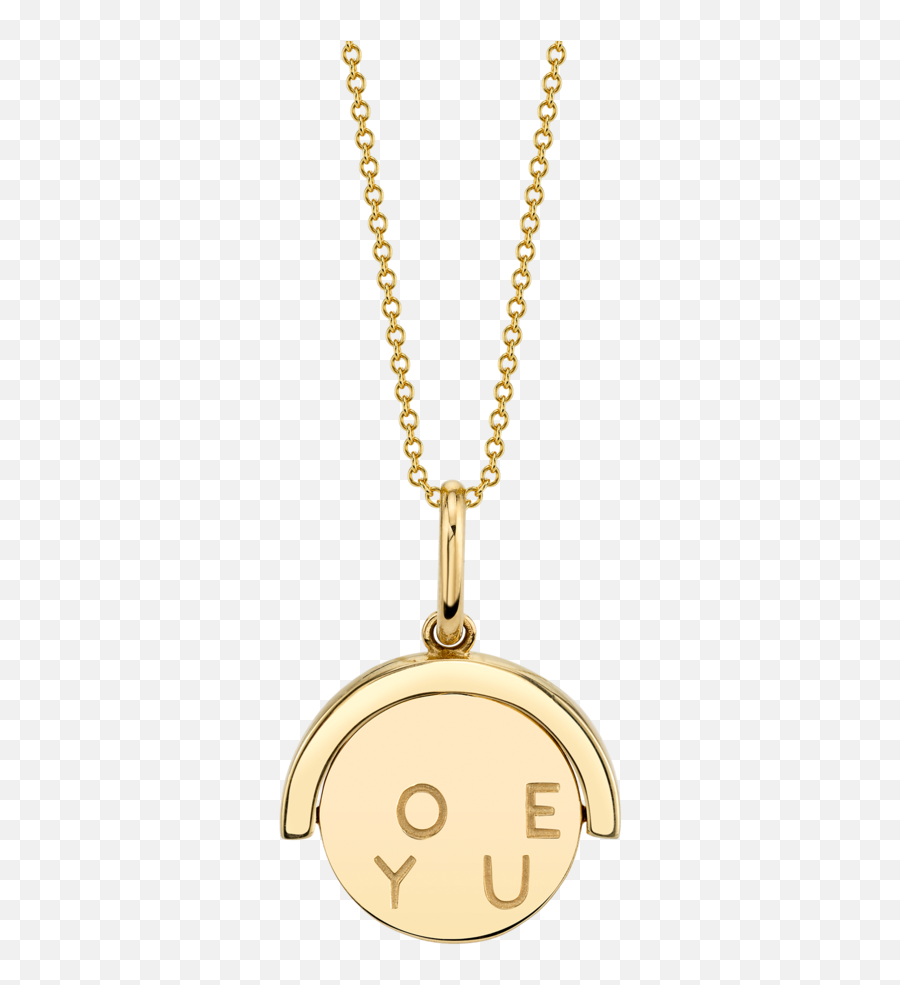 Gold I Love You Spinning Pendant - Solid Emoji,Emoticon Necklace