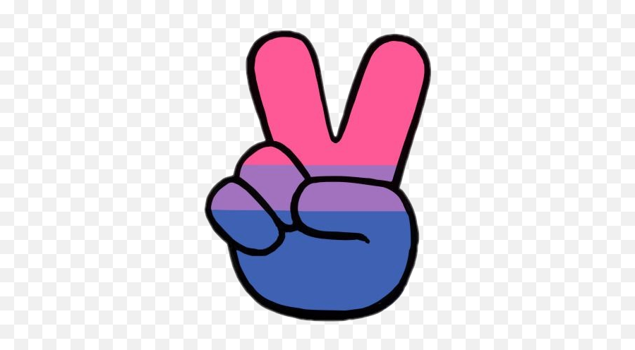 Peace Peacesign Hand Bi Sticker By Raven - Sign Language Emoji,Bi Pride Flag Emoji