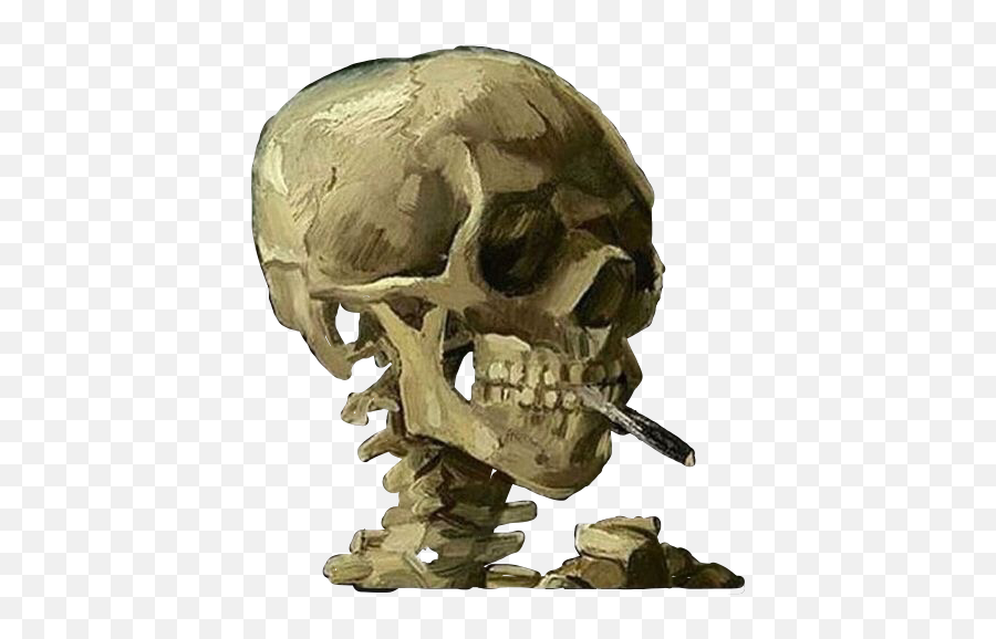Sticker - Van Gogh Skull With Cigarette Emoji,Man And Skull Emoji