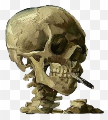 Sticker - Van Gogh Skull With Cigarette Emoji,Man And Skull Emoji