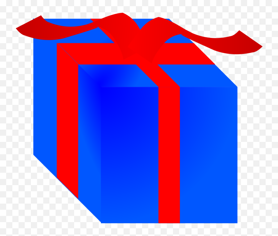 Free Clip Art Blue Gift Box Wrapped With Red Ribbon By Emoji,Flushed Blue Emoji