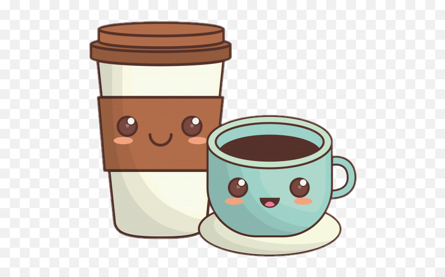 Cups Tumblr Faces Cute Sticker By Daniela Teixeira - Cute Kawaii Food Cofee Emoji,Emoji Coffee Cups