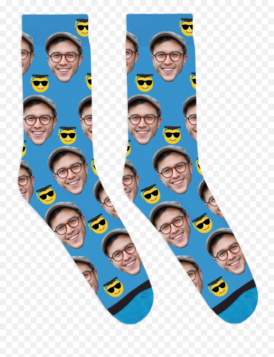 Custom Graduation Emoji Socks - Calze Personalizzate Con Faccia,Graduation Emoji