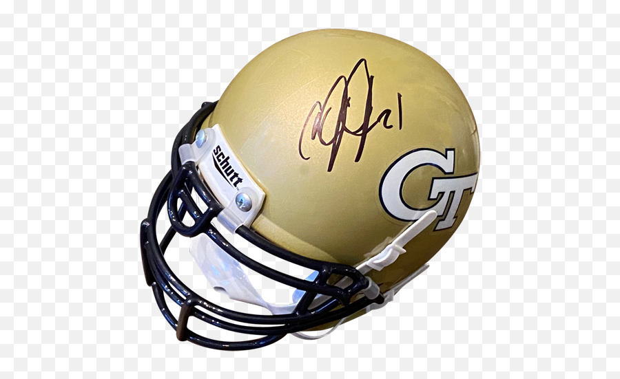 Calvin Johnson Autographed Georgia Tech Yellow Jackets Mini Helmet - Revolution Helmets Emoji,Gators Emoticon Georgia Bulldogs