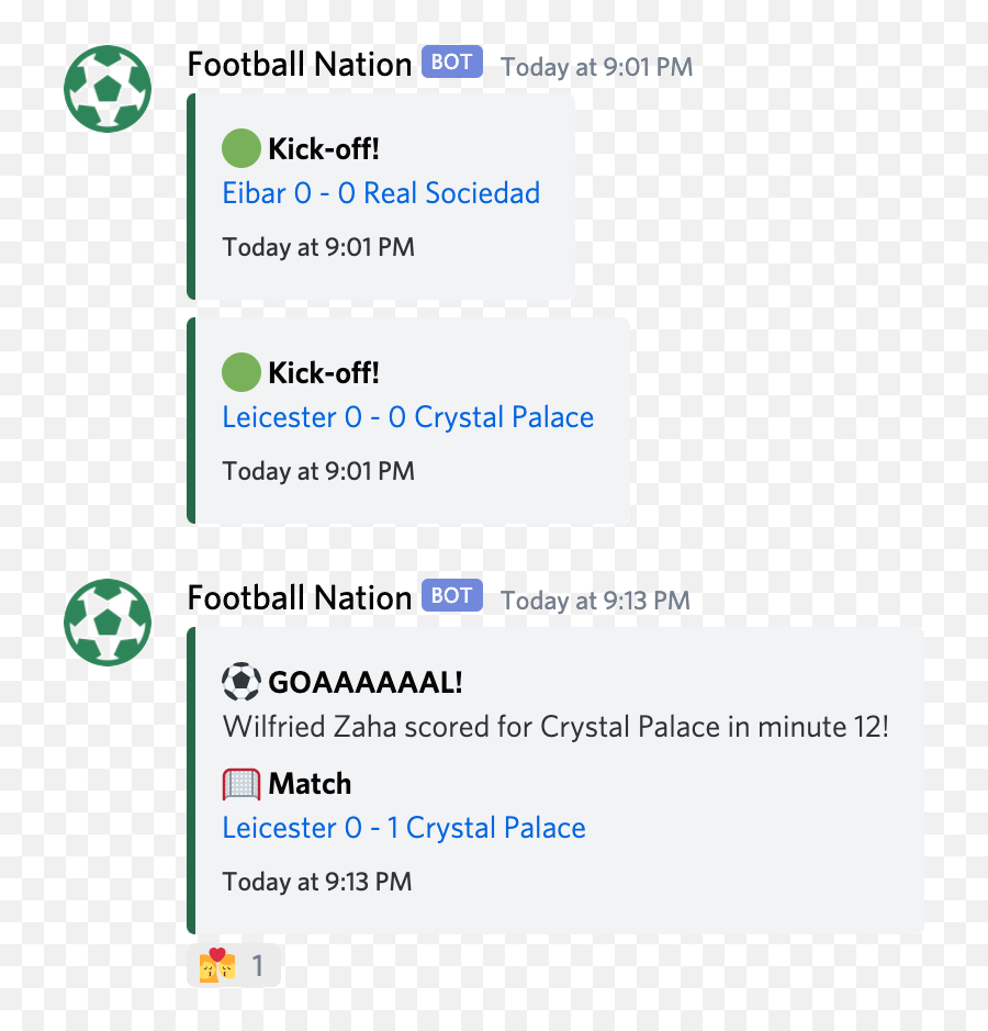 Discord Live Score Football Bot Soccer - Football Nation Discord Bot Emoji,Discord Bot Allows Emojis In Channel Name?