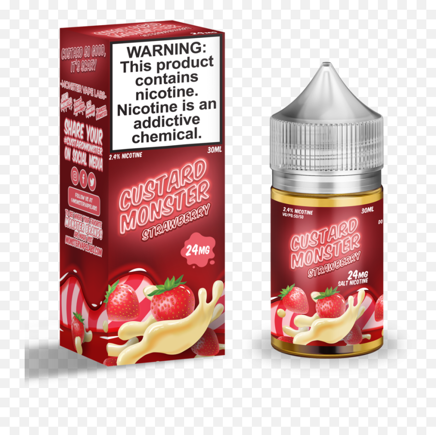 Strawberry Custard Custard Monster Salt Nic 24mg Emoji,Strawberry Emotion