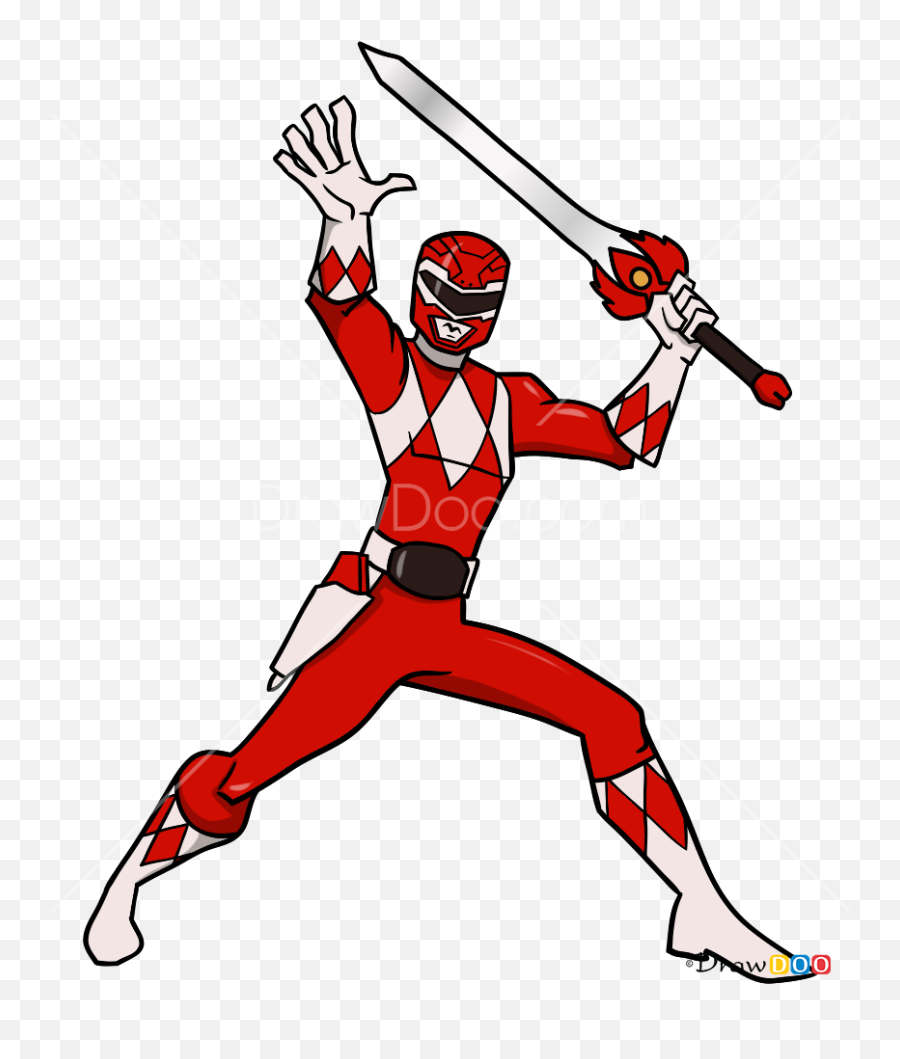 How To Draw Red Ranger Power Rangers - Power Rangers Cartoon Red Emoji,Red Recording Emoji