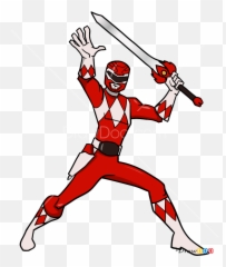 How To Draw Red Ranger Power Rangers - Power Rangers Cartoon Red Emoji,Red Recording Emoji