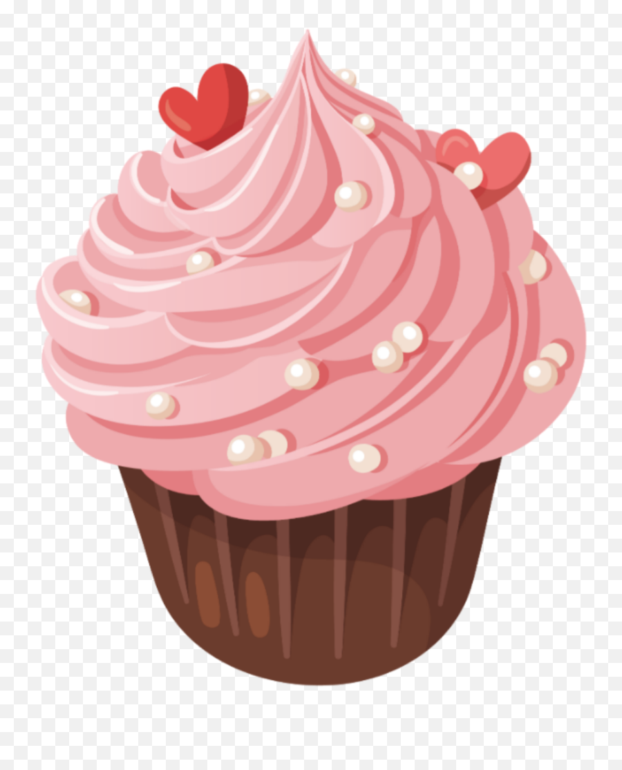 Cupcake Cake Food Hearts Sticker - Cartoon Cupcake Pink Emoji,Cupcake Emoji Hearts