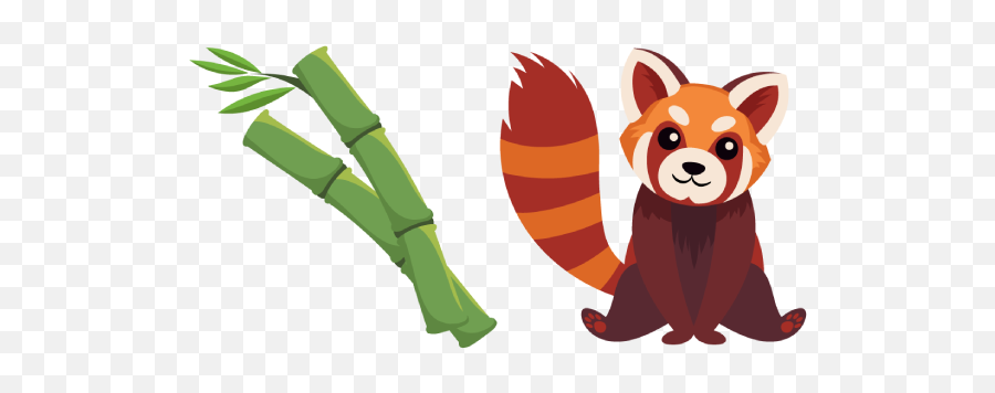 Red Panda And Bamboo Red Panda Cute Animals Kitten - Bamboo Cursor Emoji,Colors Emotions Chameleon Character