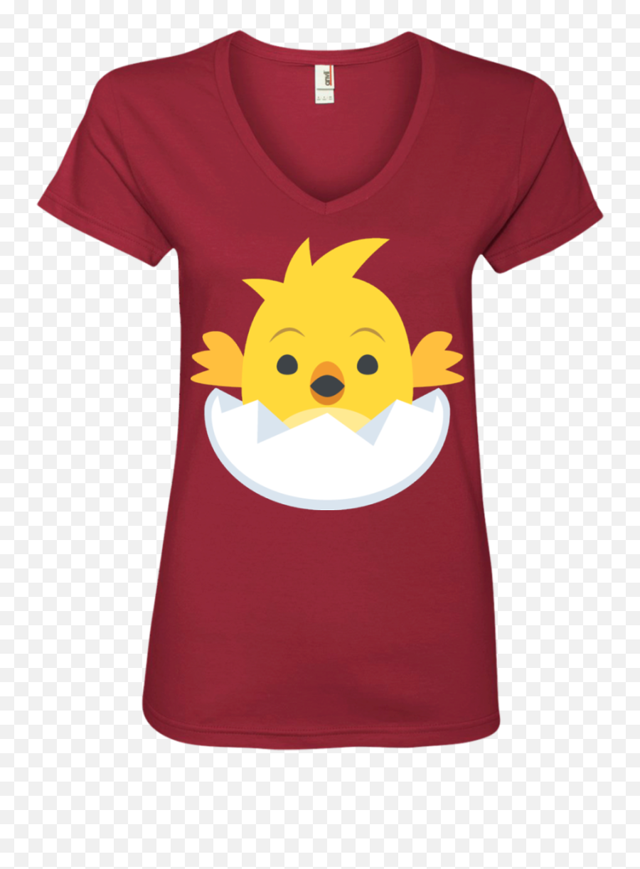 Chick Hatching Emoji Ladies V - Funny Tshirt Designs Beer,Emoticon 70s