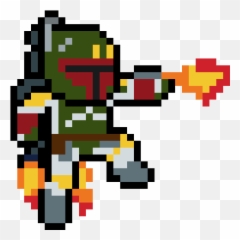 Boba Fett Pixel Drawing Pixel Art Perler Patterns - Jetpack Pixel Art Png Emoji,Boba Fett Emoticon Art