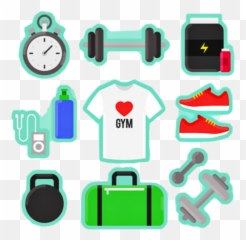 Clock Shoes Shirt Gym Gymstuff Gymgear Sticker By Ariel - Vertical Emoji,Weights Emoji
