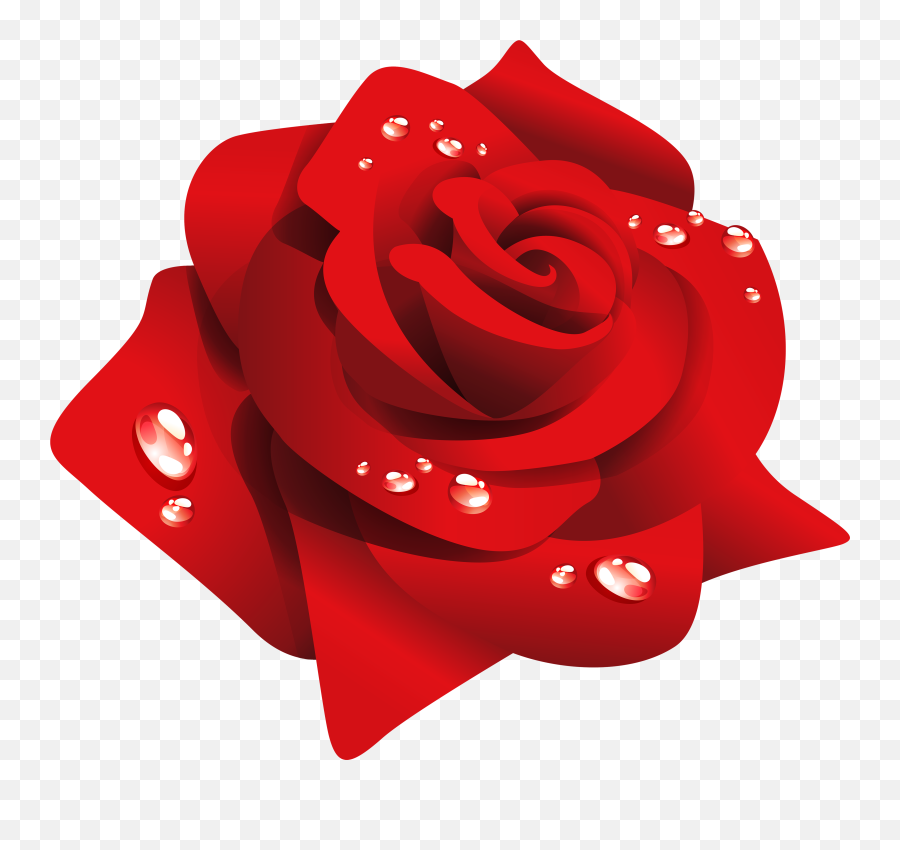 Red Rose With Dew Clipart Web Png - Flower Rose Clipart Png Emoji,Rose Emoji Hat