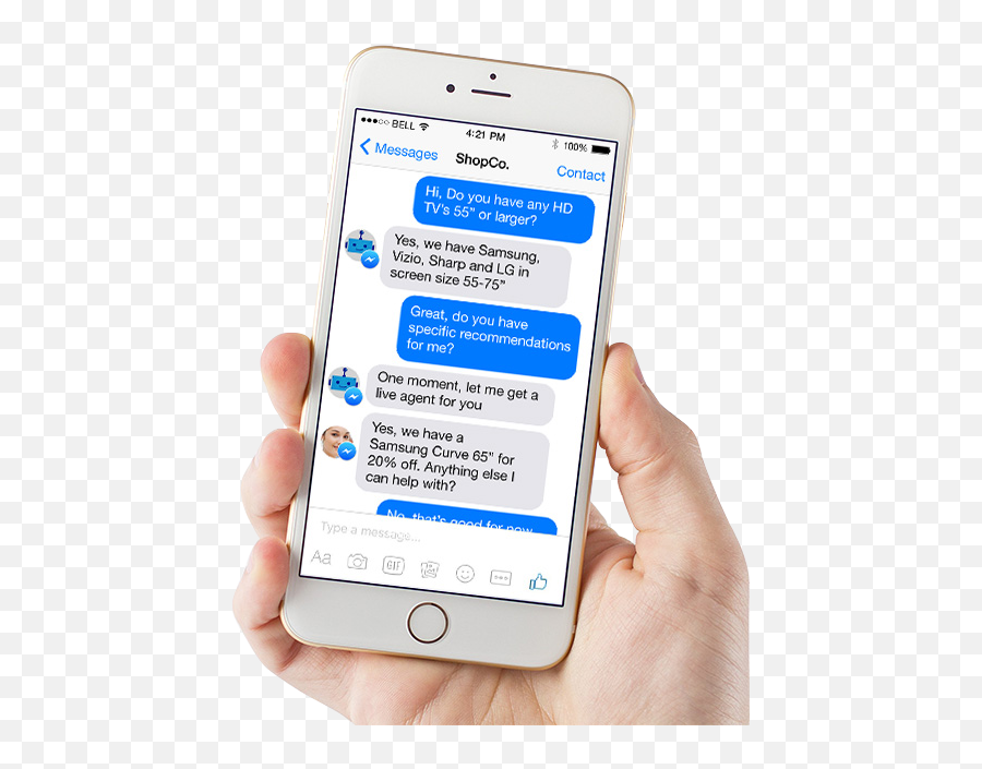 Conversational Marketing With Facebook Messenger Liveworld - Hand With Social Media Phone Png Emoji,How To Make Emojis Bigger On Facebook Messenger