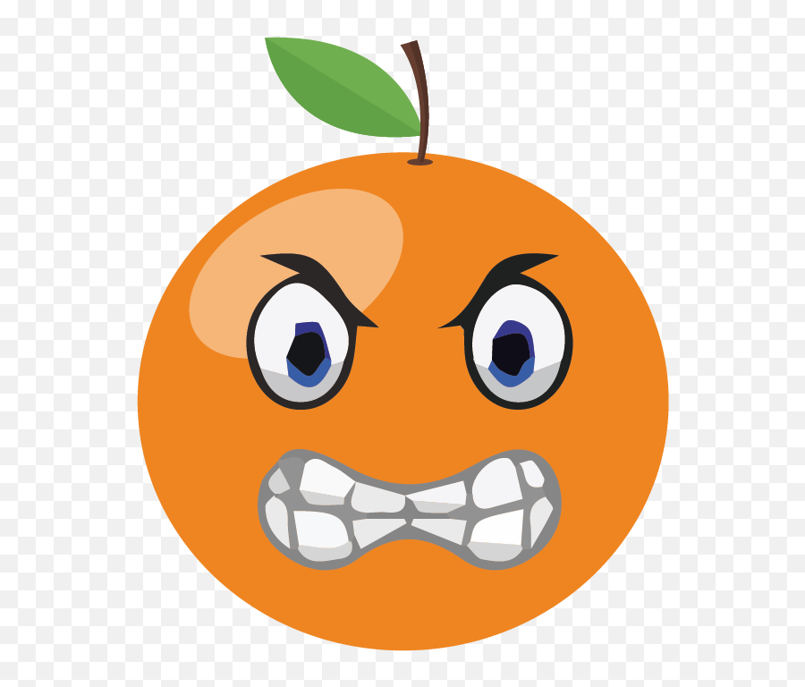 Fruit Expression Angry Orange - Happy Emoji,Orange Fruit Emoticon