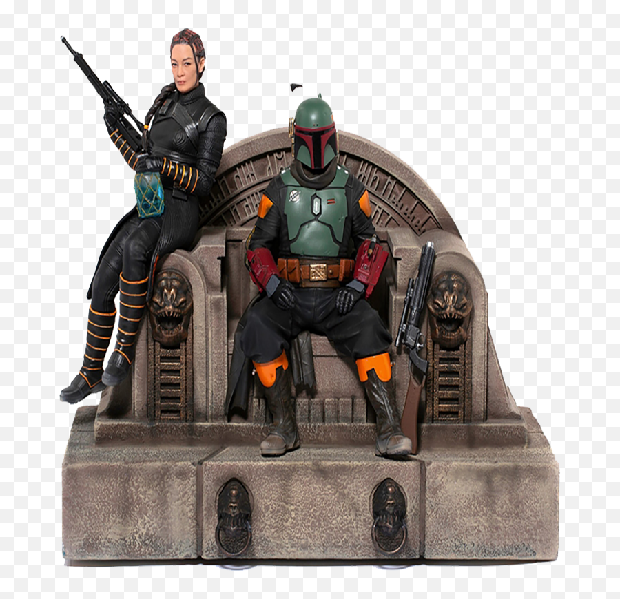 Star Wars The Mandalorian Deluxe Scale Statue Boba Fett U0026 Fennec Shand On Throne - Boba Fett And Fennec Shand Emoji,Boba Fett Emoticon Art