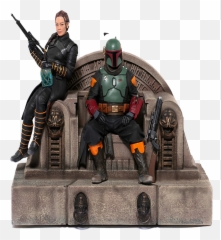 Star Wars The Mandalorian Deluxe Scale Statue Boba Fett U0026 Fennec Shand On Throne - Boba Fett And Fennec Shand Emoji,Boba Fett Emoticon Art