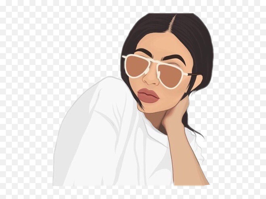 Kylie Drawing Glasses Pretty Girl Sticker By Really - Kylie Jenner Stickers Redbubble Emoji,Girl With Glasses Emoji