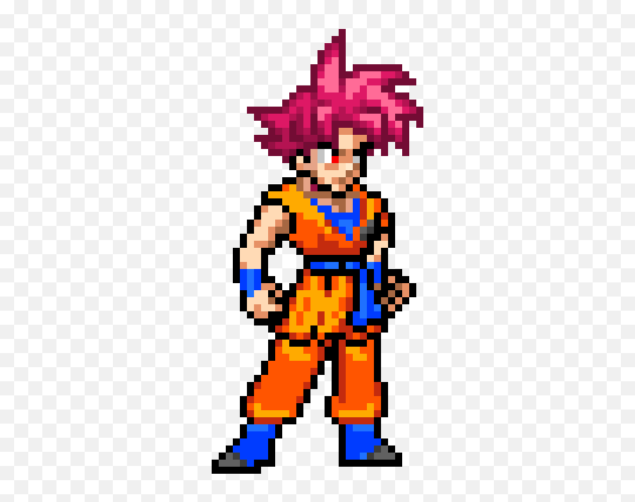 Pixel Art Gallery - Goku Super Saiyan God Pixel Art Emoji,Goku Emoticon