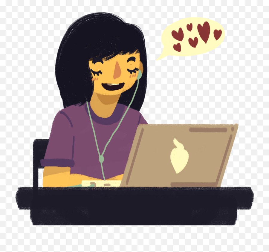 Person Is Preferable To Online Meet - Girl Sitting On A Computer Emoji,Facebook Post - Devil Emoticon
