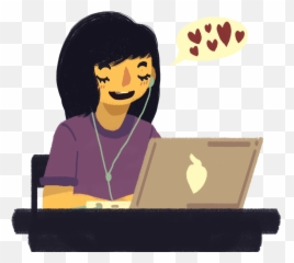 Person Is Preferable To Online Meet - Girl Sitting On A Computer Emoji,Facebook Post - Devil Emoticon