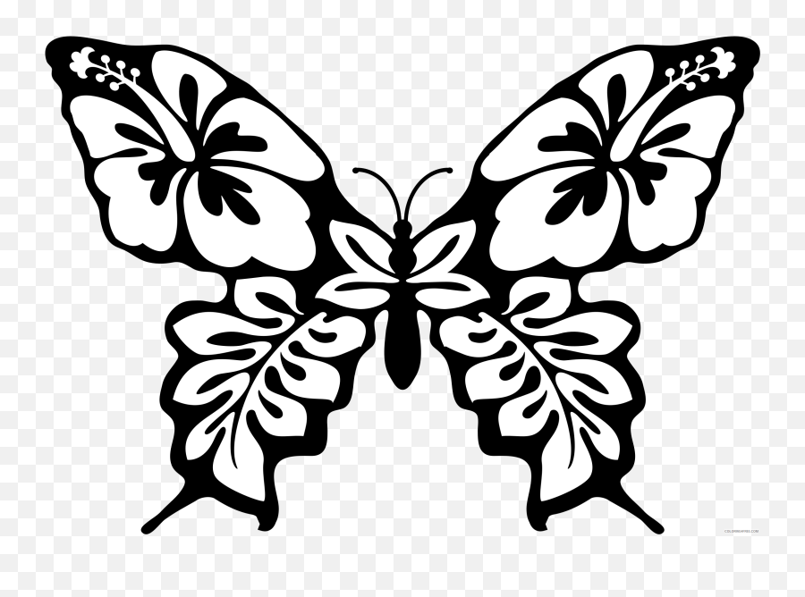 Butterfly Flower Coloring Pages - Gambar Kupu Kupu Dekoratif Emoji,Emoji Coloring Games