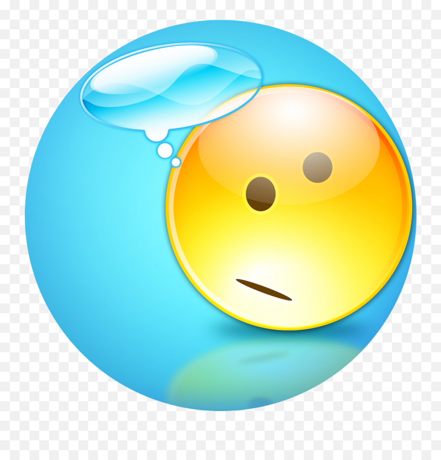 2012 - Thinking Smiley With Blue Background Emoji,Emoticon Disapproving Gaze