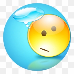 2012 - Thinking Smiley With Blue Background Emoji,Emoticon Disapproving Gaze