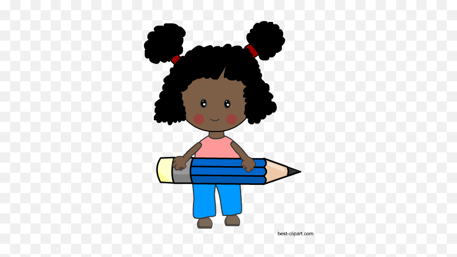 Free Pencil Clip Art - Girl With Blue Pencil Clipart Emoji,Girlsholding Hands Emoji