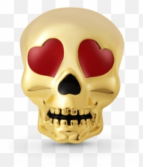 Charm Teschio Occhi A Forma Di Cuore In Argento S925 Placcato Oro - Scary Emoji,Emoticon Con Occhi A Cuore