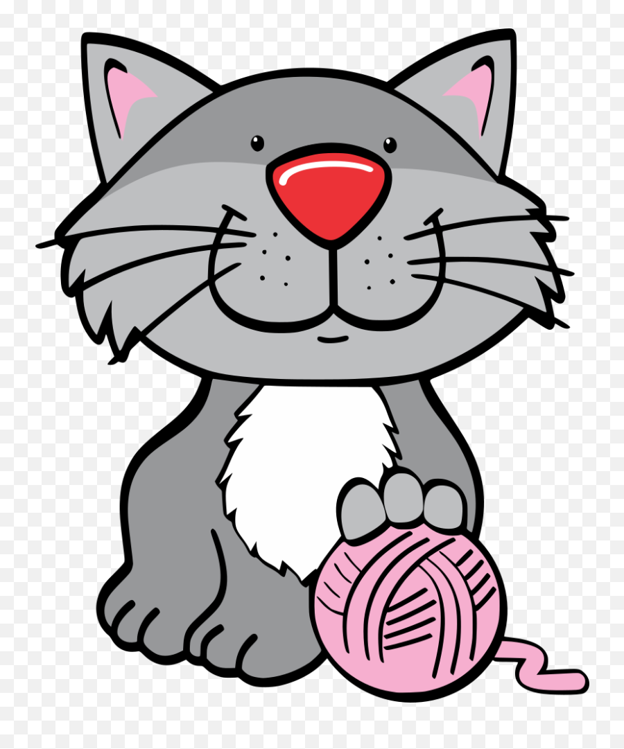Onlinelabels Clip Art - Cat With Yarn Clipart Emoji,Kitten Playing With Yarn Ball Forum Emoticon
