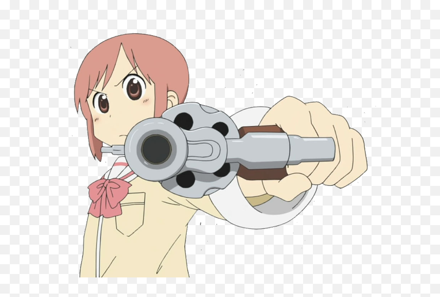 Reseña Anime Nichijou Titan Anime City - Transparent Anime Girl With Gun Emoji,Nichijou Emoticon