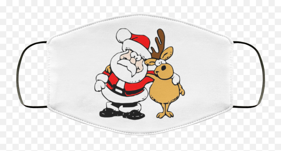 Santa And Reindeer Face Mask - Qfinder Trending Design T Shirt Don T Open Until Christmas Stickers Emoji,Reindeer Emoji