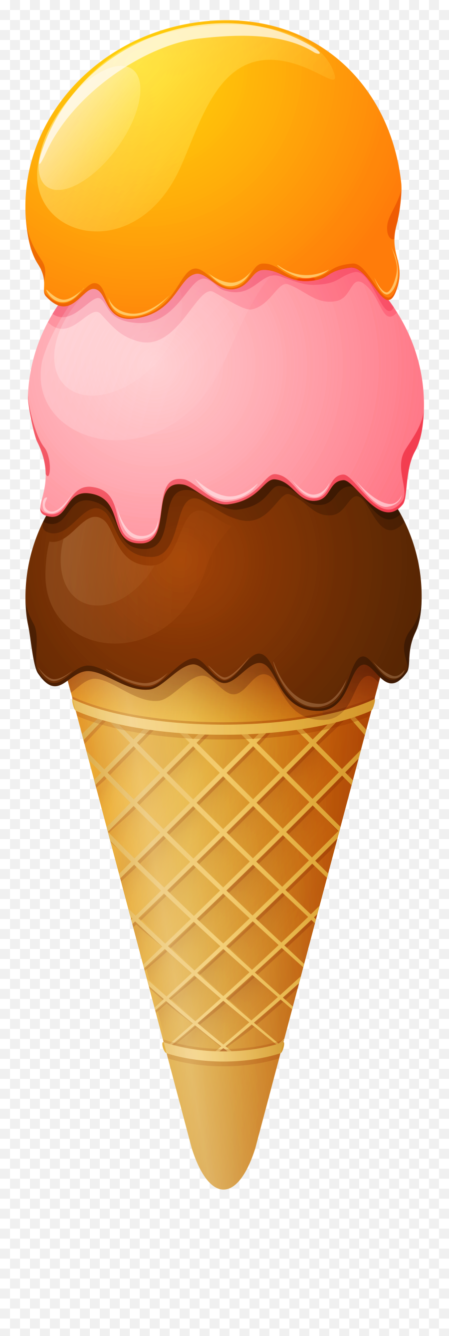 Ice Cream Cone Three Scoops Png Image - Ice Cream Cone Cake Clipart Emoji,Chocolate Ice Cream Emoji