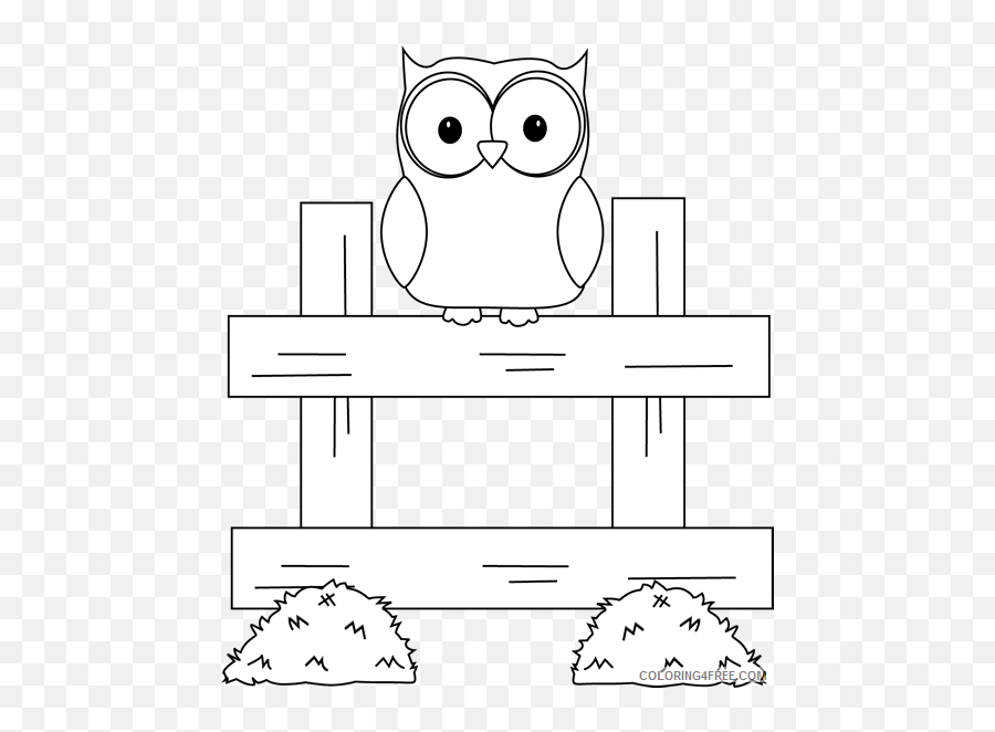 Owl Outline Coloring Pages Farm Owl - Owl On Fence Clipart Black And White Emoji,Hoot Owl Emojis
