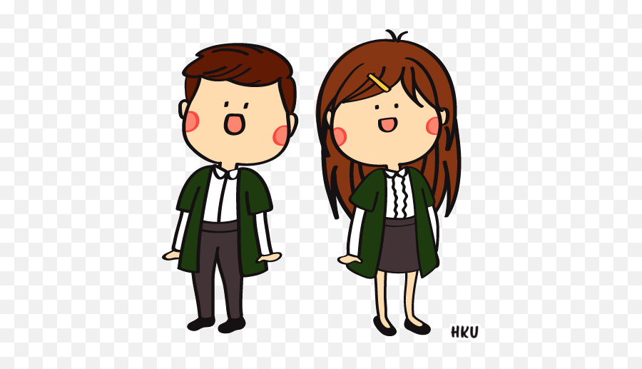 University Hku Stickers - Hku Cartoon Emoji,Girlsholding Hands Emoji