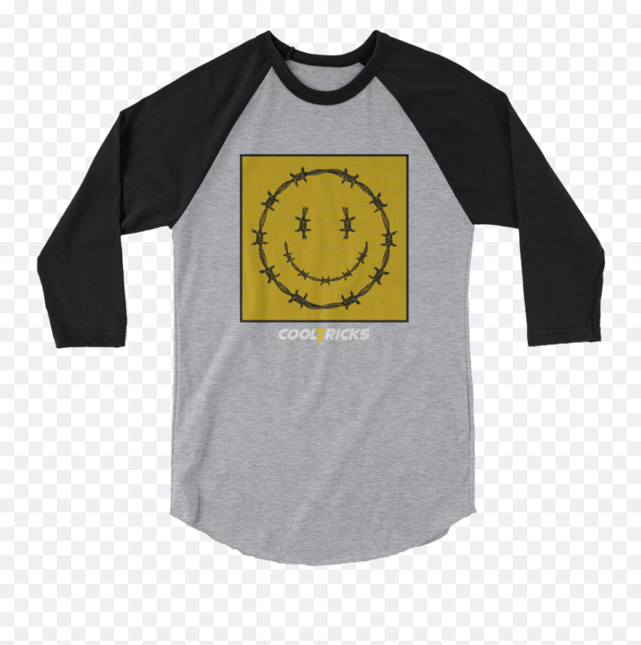 Happy Barbed Wire Raglan Shirt Emoji,Funny Emoticon Tricks