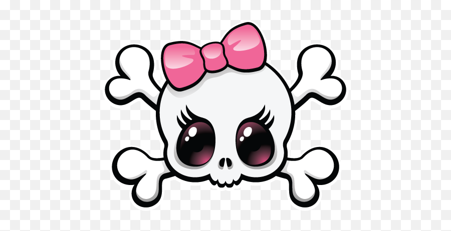 Girly Clip Art - Girly Skull And Crossbones 512x512 Png Emoji,Skeleton Emoji