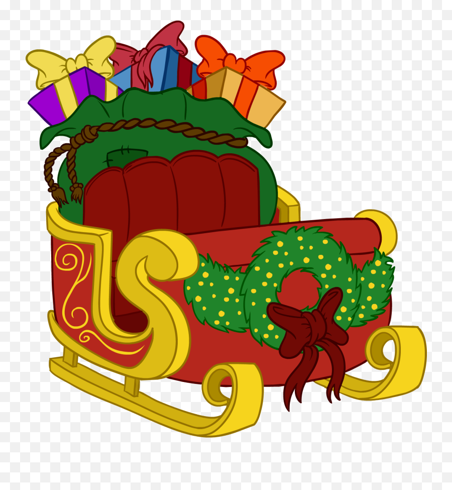 Santas Sleigh - Santa Sleigh Front View Clipart Emoji,Santa Sleigh Emoji